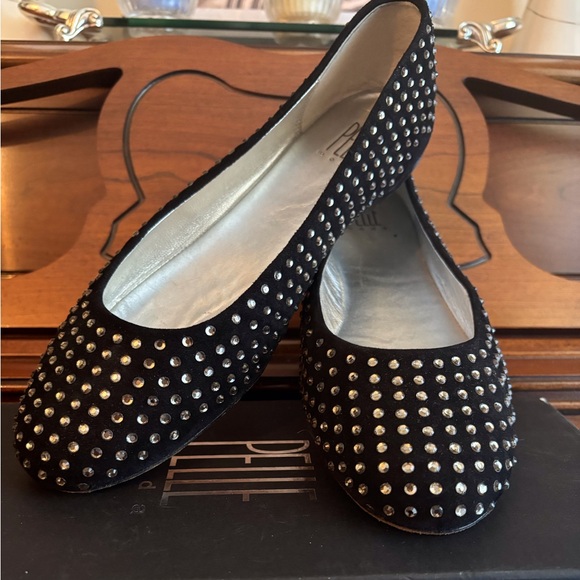 PELLE Glyn Black Suede Flats with Rhinestone Studs - Picture 9 of 9